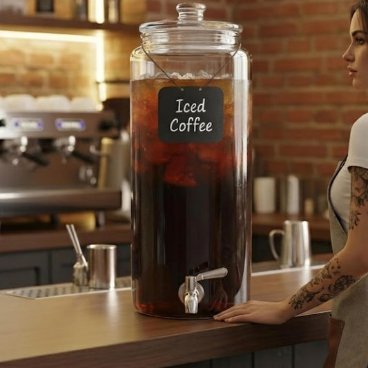 3 Gallon Tall Glass Beverage Dispenser with Stainless Steel Spigot