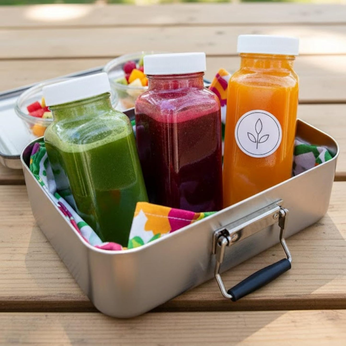 8oz Square Glass Juice Shot Bottles with Airtight Lids