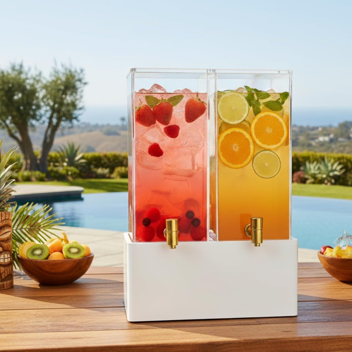 1.25 Gallon Acrylic Beverage Dispenser with Ice Core & Stand