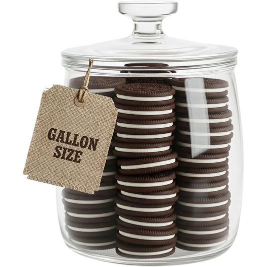 1 Gallon Modern Glass Cookie Jar with airtight lid