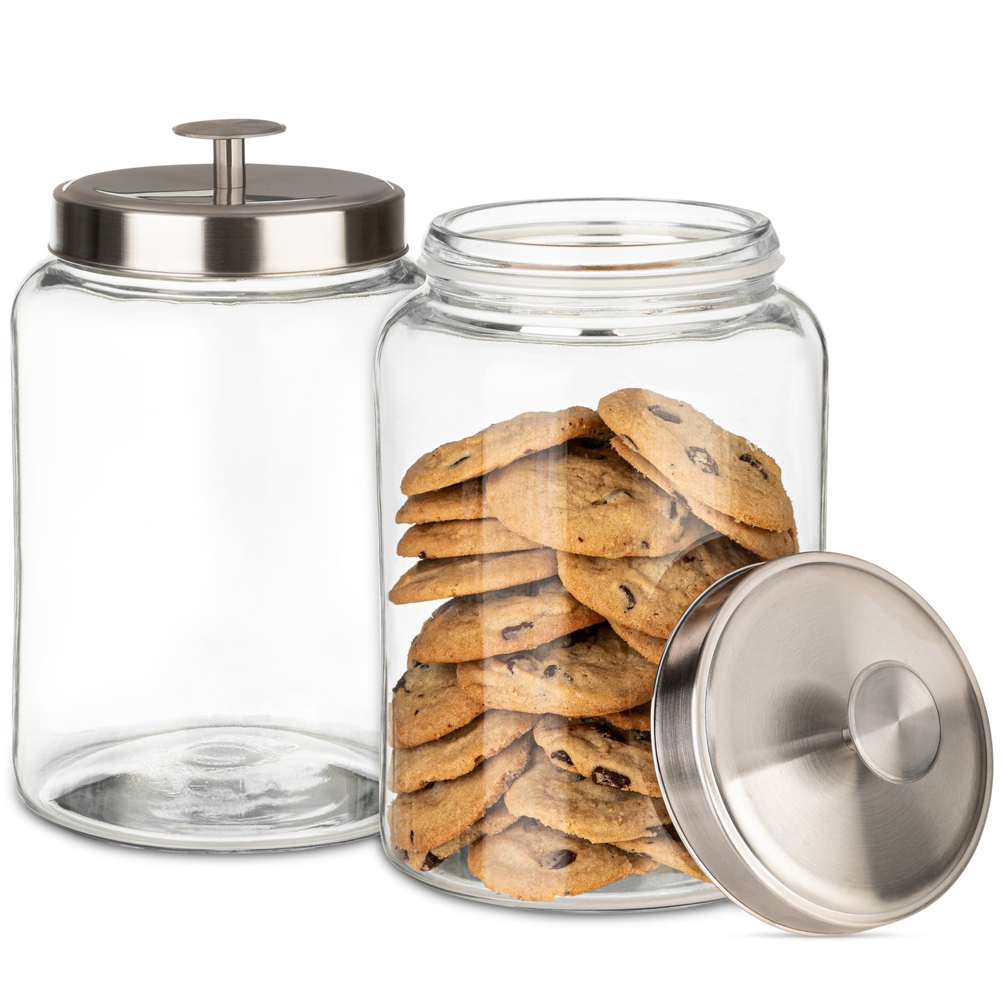 1 Gallon Glass Cookie Jar - Metal Lid