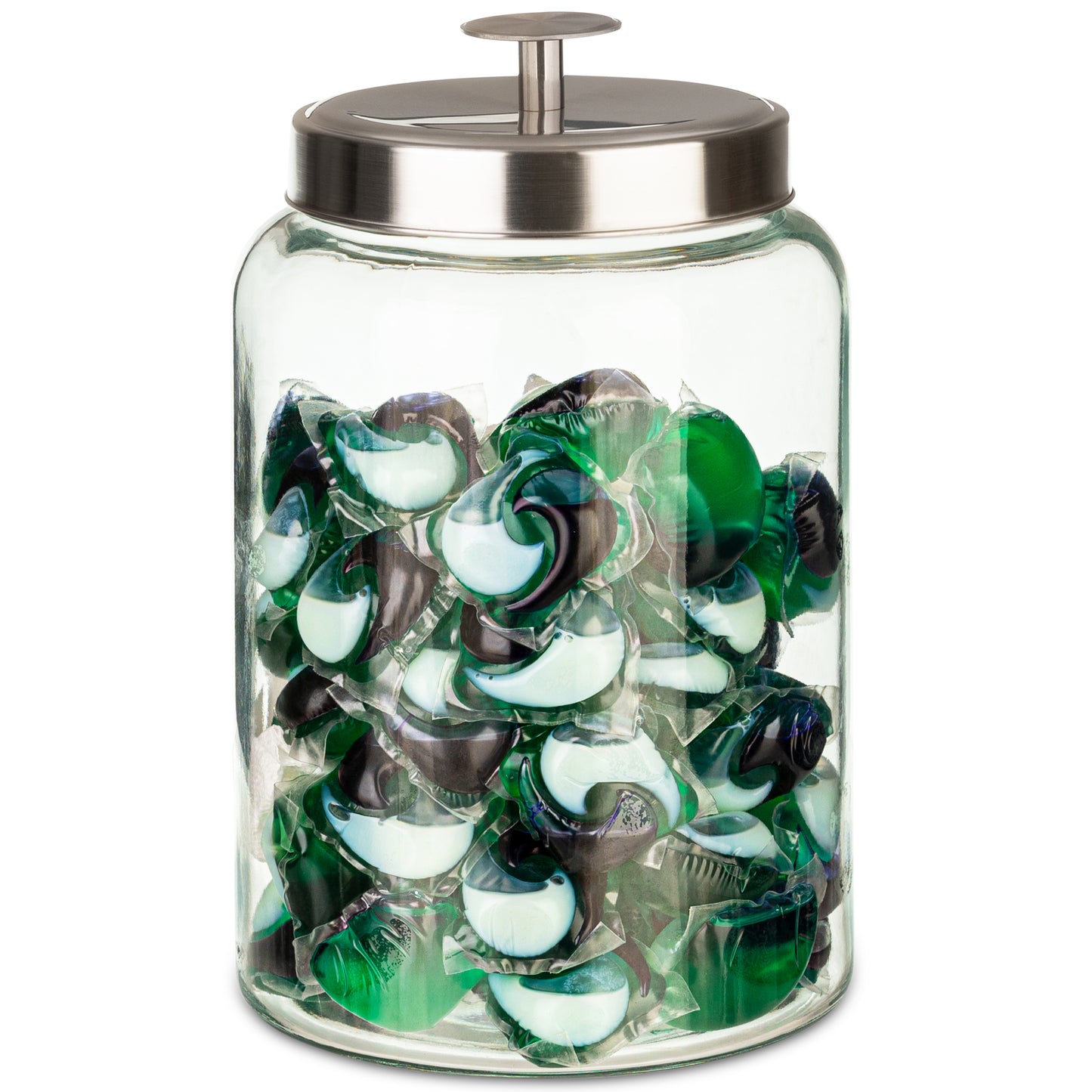 Glass Laundry Pod Holder - Metal Lid