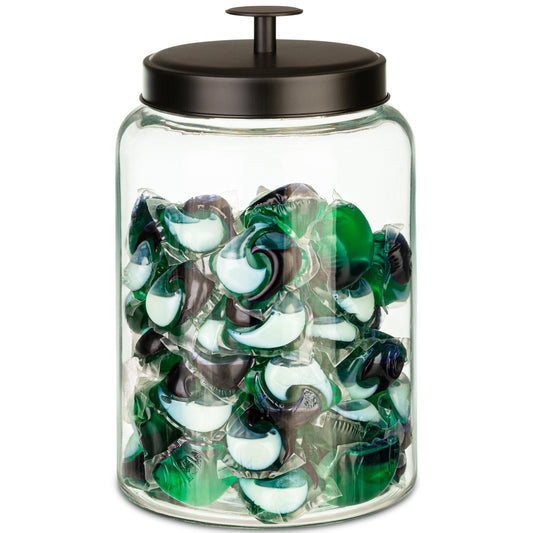 Glass Laundry Pod Holder - Metal Lid