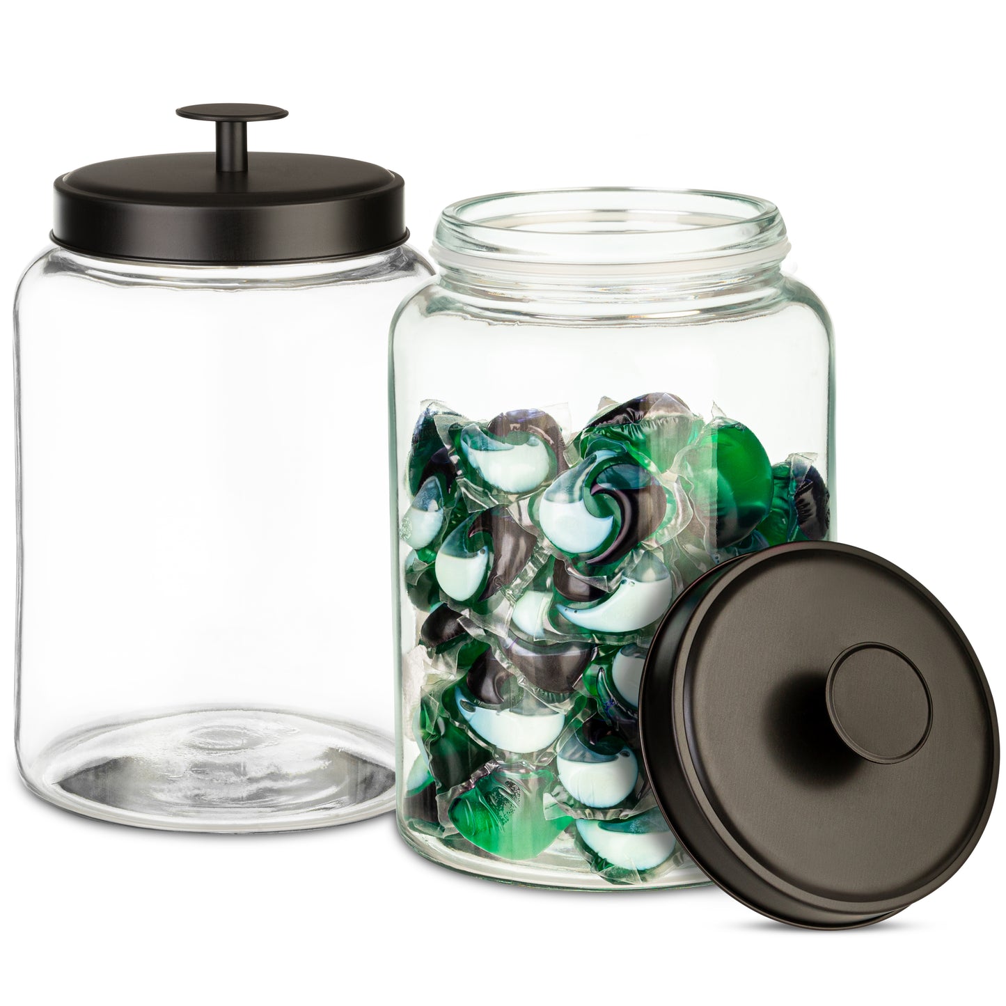 Glass Laundry Pod Holder - Metal Lid