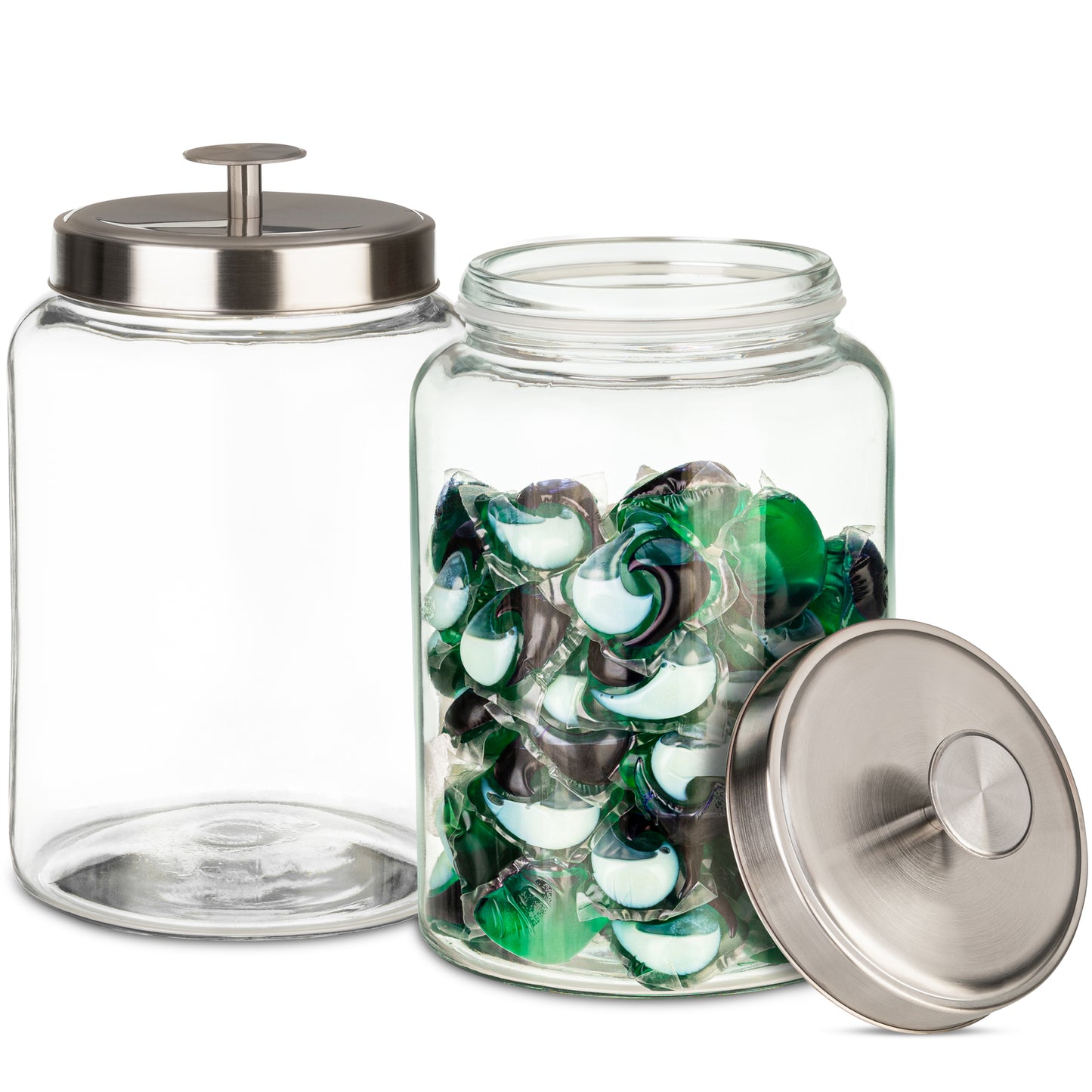Glass Laundry Pod Holder - Metal Lid