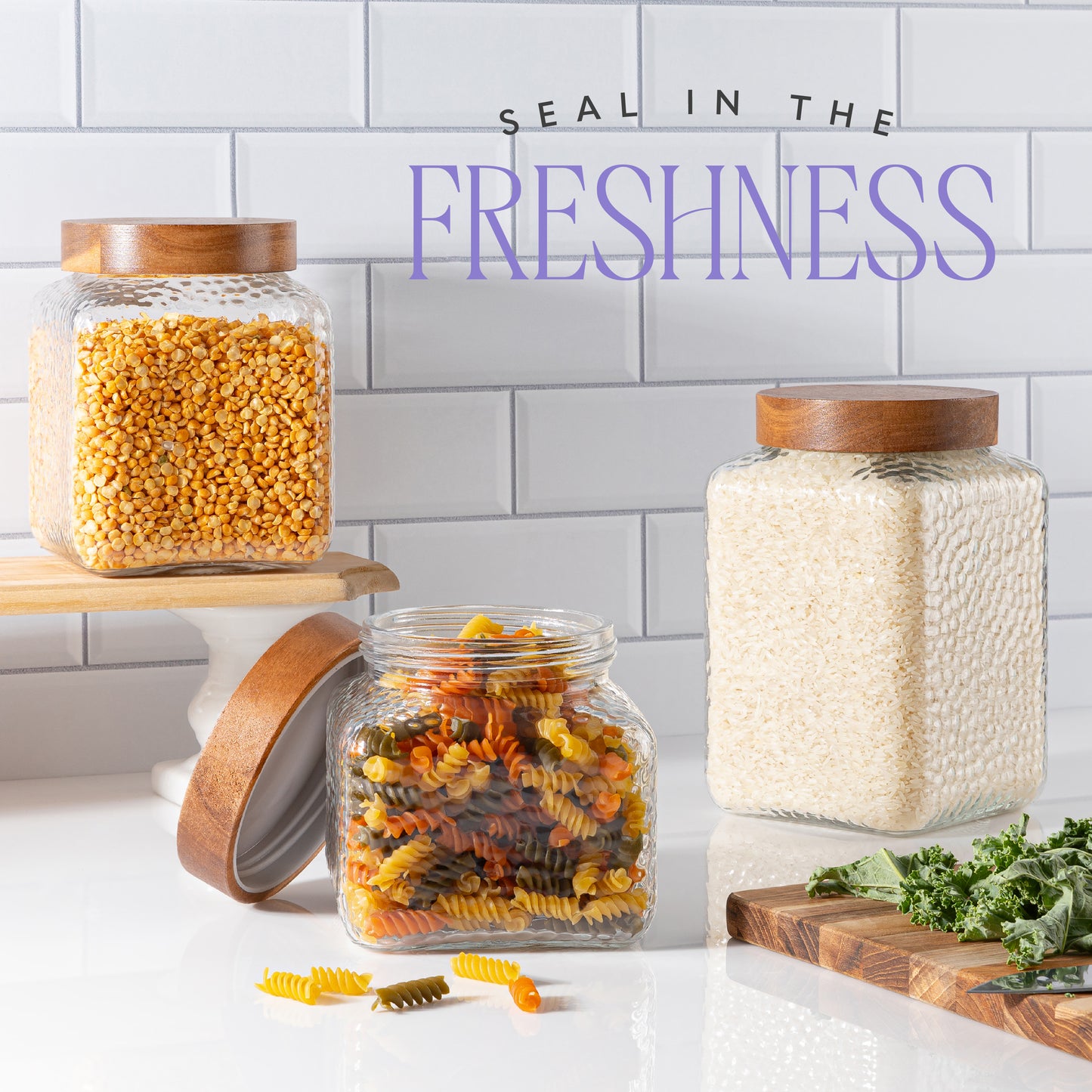 Food Storage Container Set with Airtight Lids – Retro Design (Set of 3)