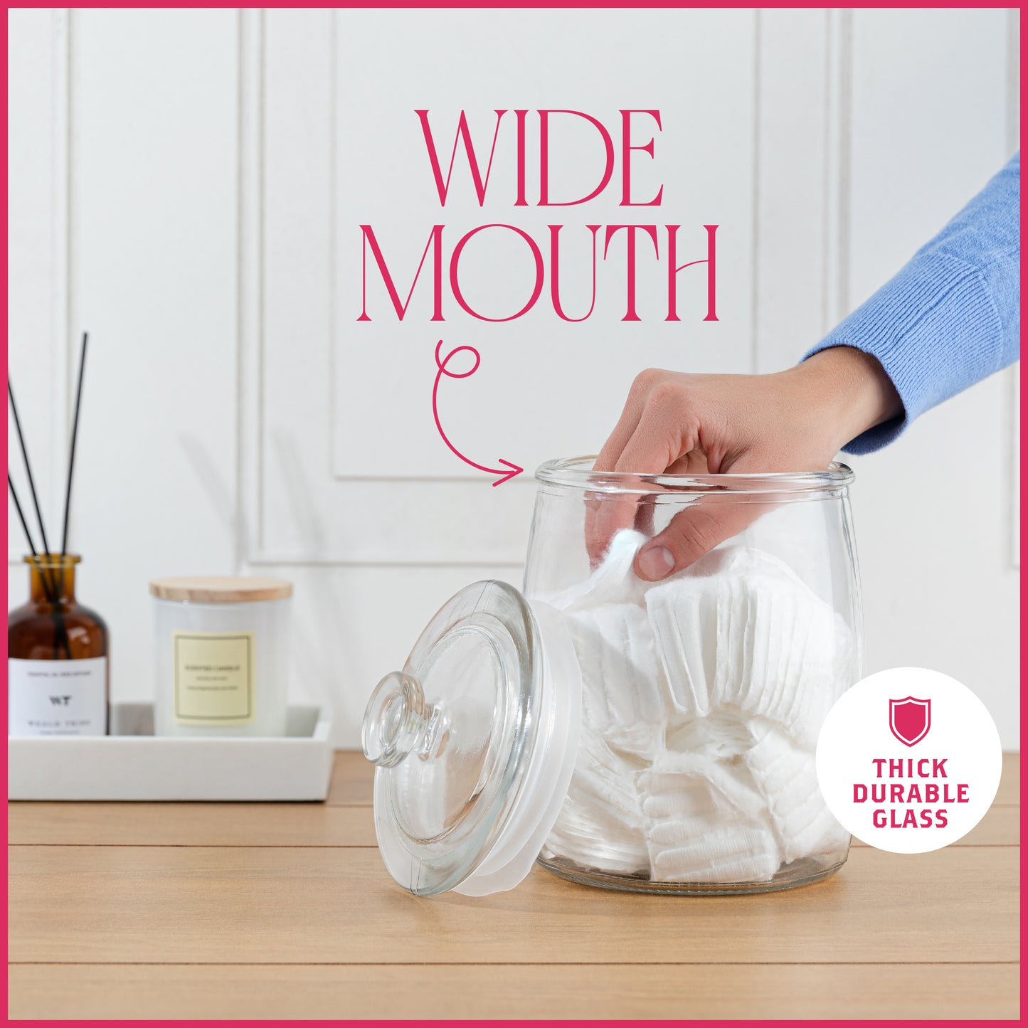 Half Gallon Glass Cookie Jars with Airtight Lids - Pack of 2 (64oz)