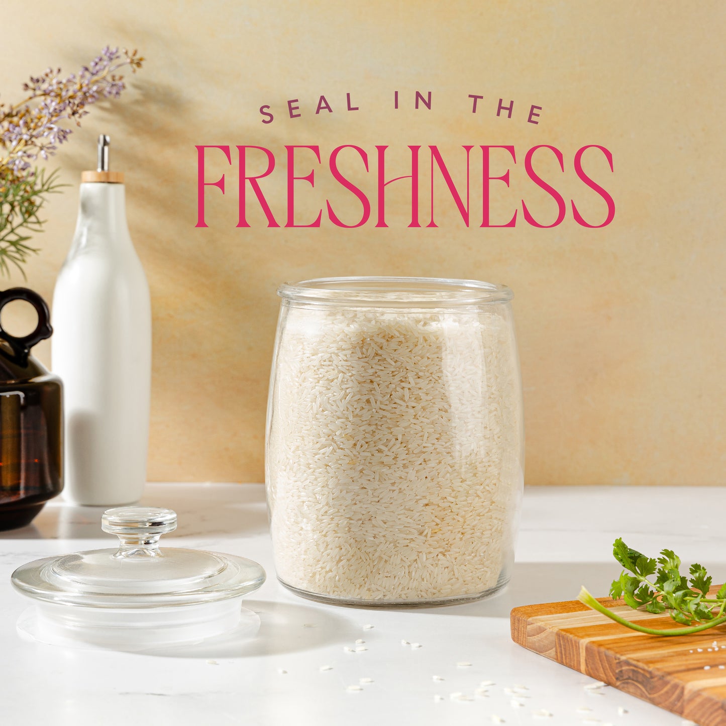 Half Gallon Glass Cookie Jars with Airtight Lids - Pack of 2 (64oz)