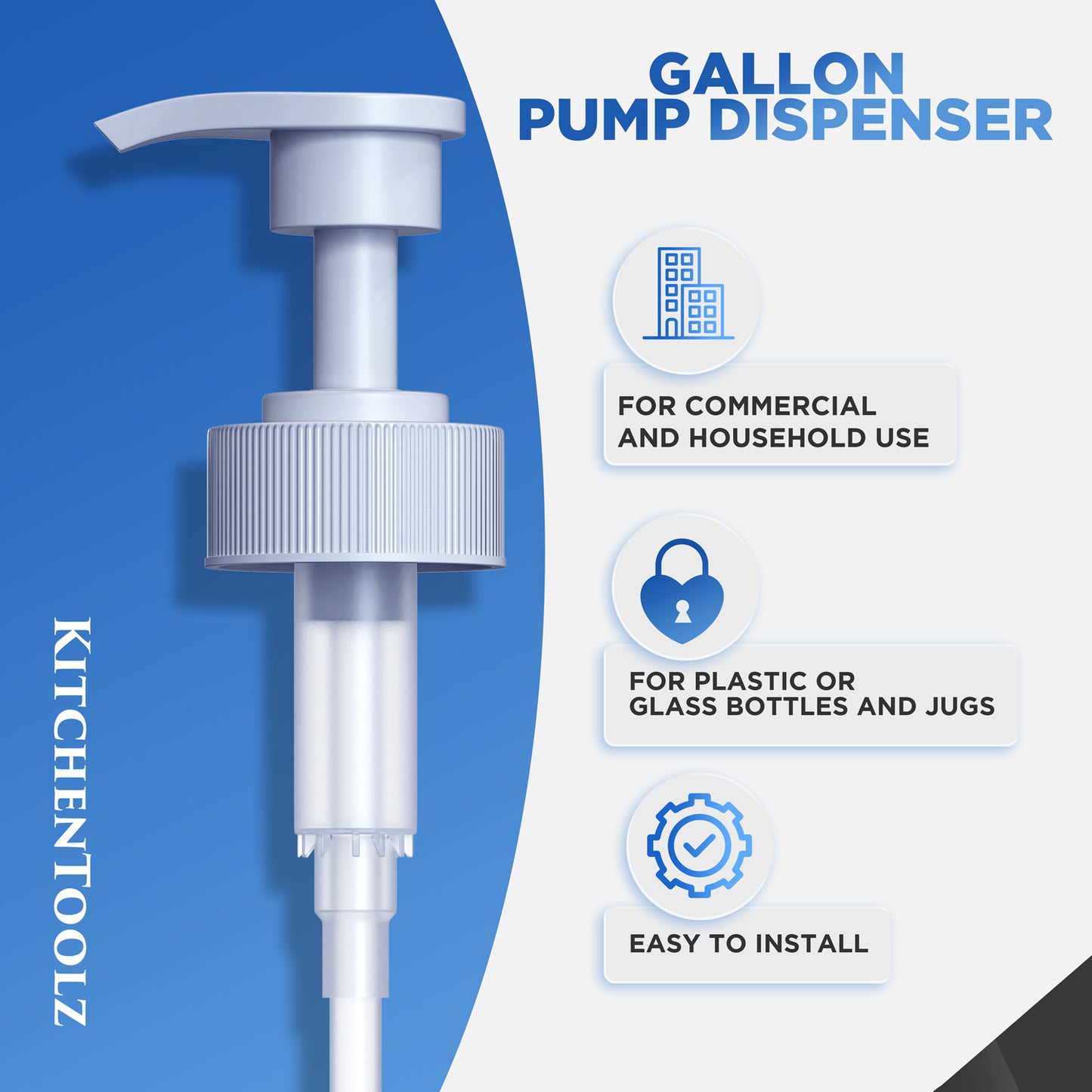 Gallon Pump Dispenser for Glass Jugs or Plastic Bottles 38-400