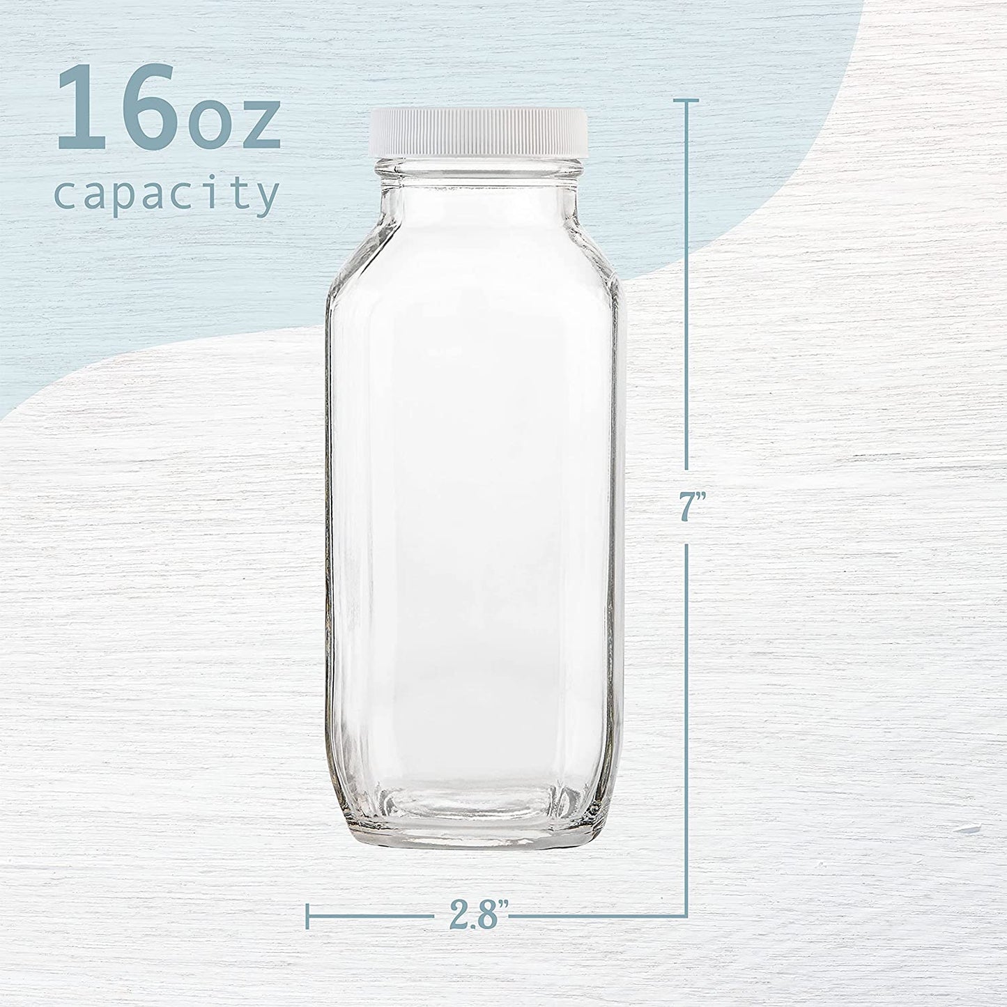 16oz Square Glass Milk Bottle