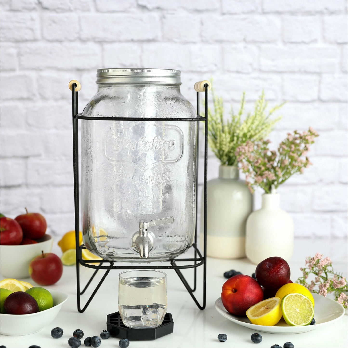 1 Gallon Glass Infuser Dispenser - Yorkshire Wood Handle
