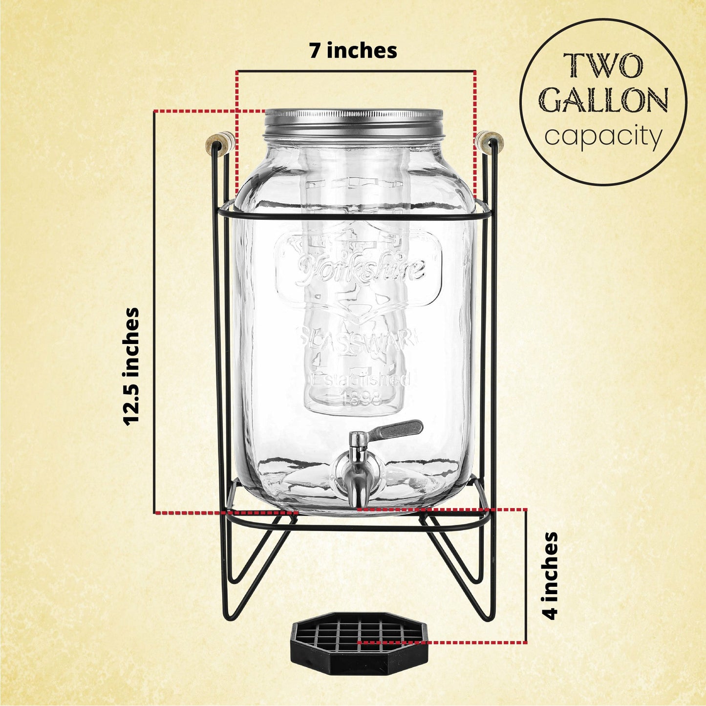 1 Gallon Glass Infuser Dispenser - Yorkshire Wood Handle