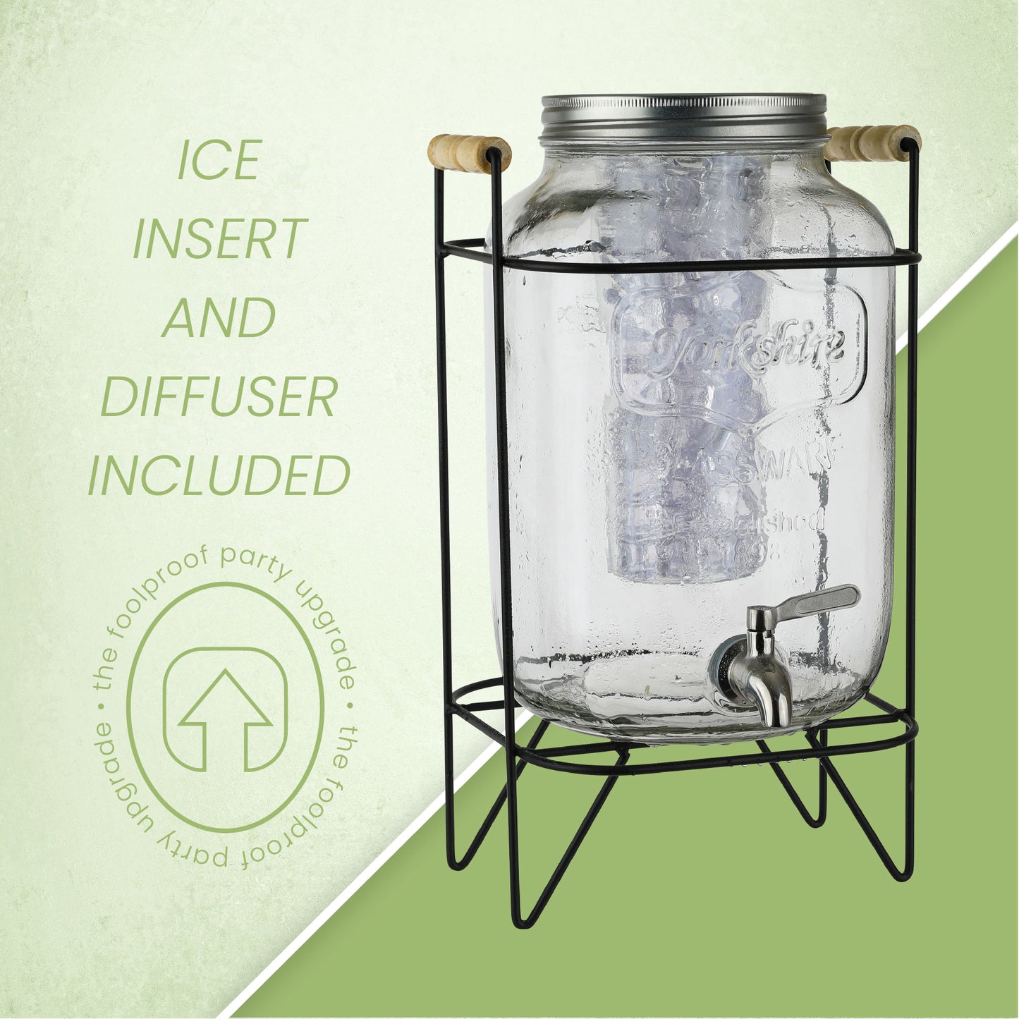 1 Gallon Glass Infuser Dispenser - Yorkshire Wood Handle