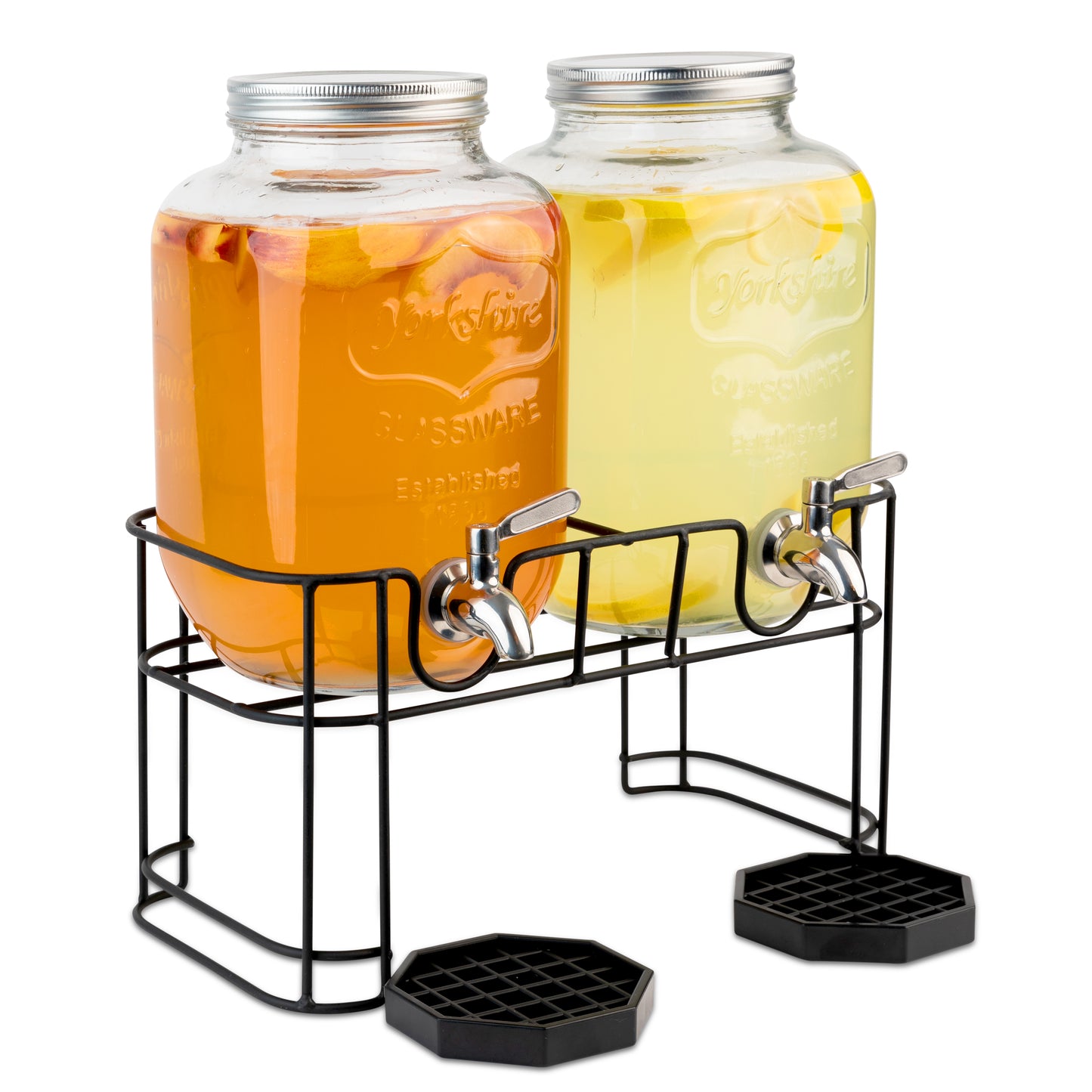 Dual Gallon Dispensers with Stand and Drip Trays