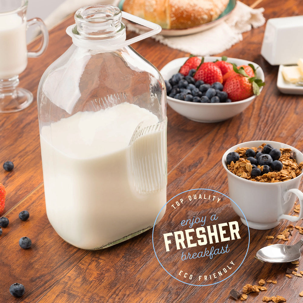 64oz Farmhouse Glass Milk Bottle - Carry Handle