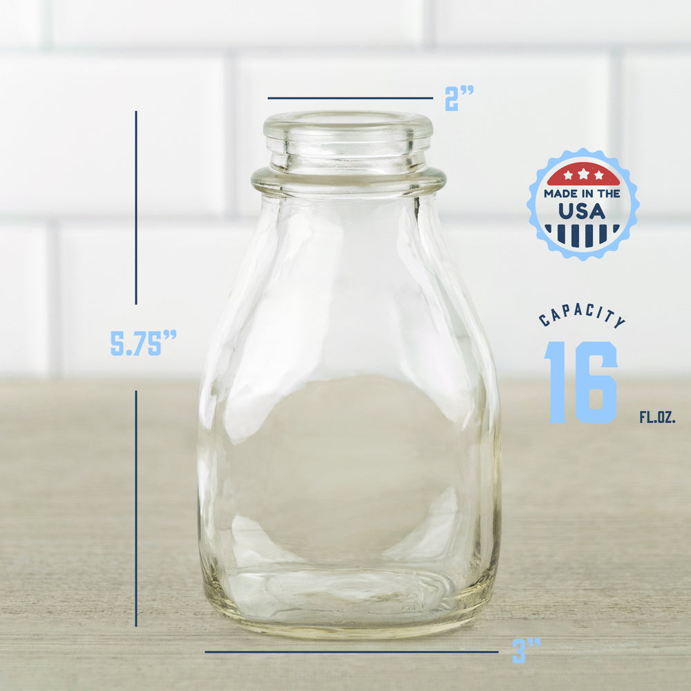 16oz Farmhouse Glass Milk Bottle - Squat