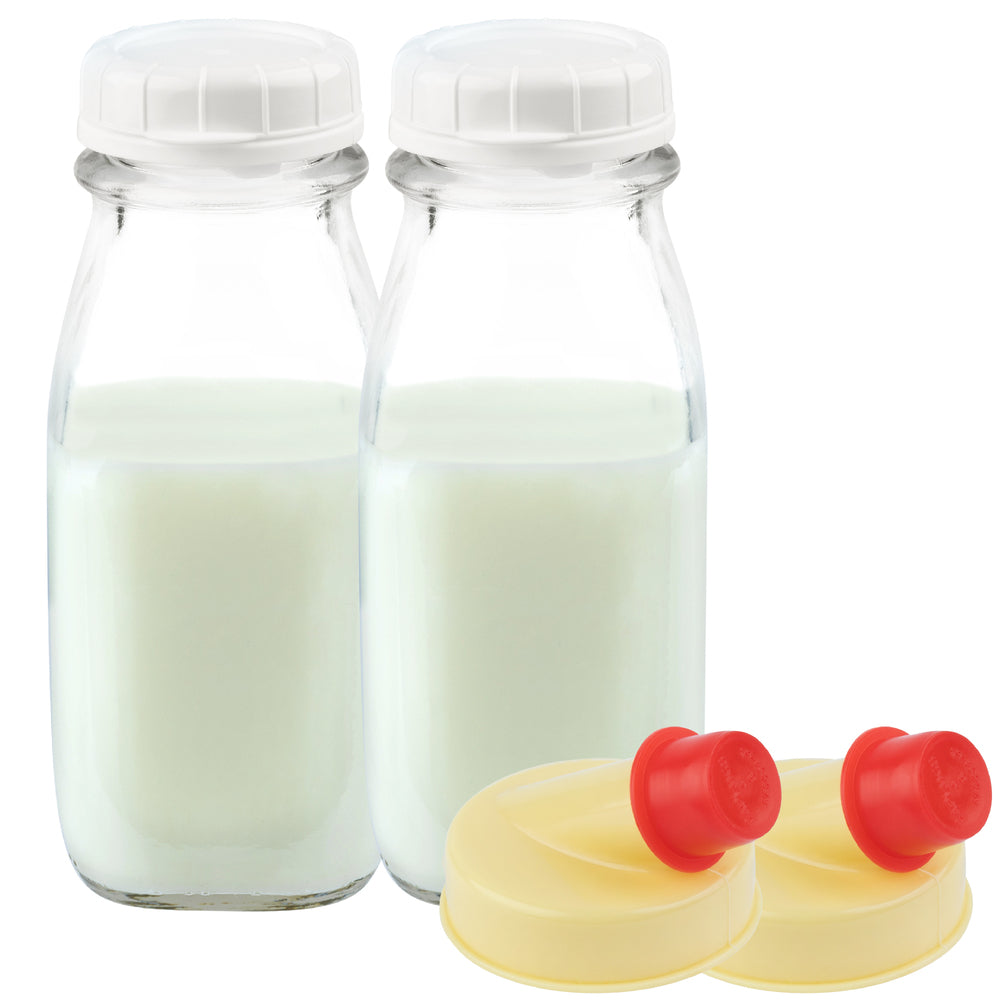 12oz Farmhouse Glass Milk Bottle - Square