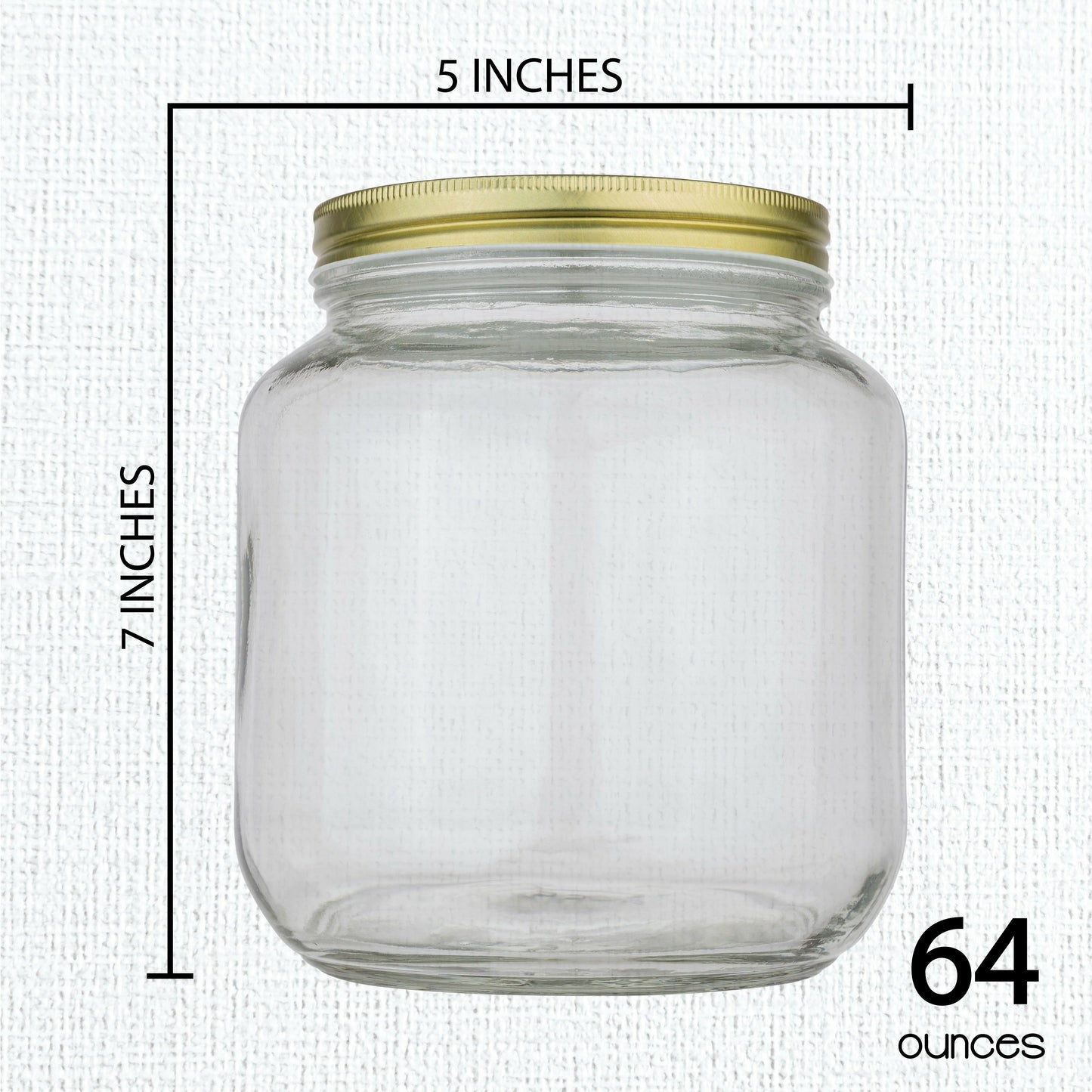 Half Gallon Glass Mason Jar Wide Mouth - Gold Metal Lids