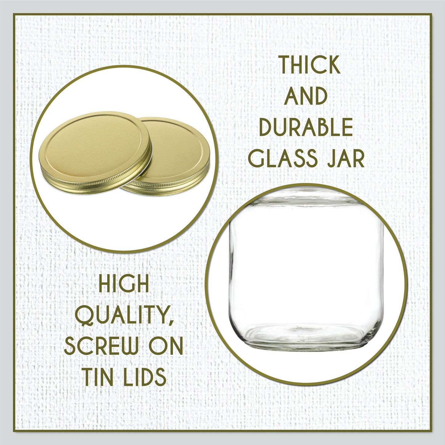 Half Gallon Glass Mason Jar Wide Mouth - Gold Metal Lids