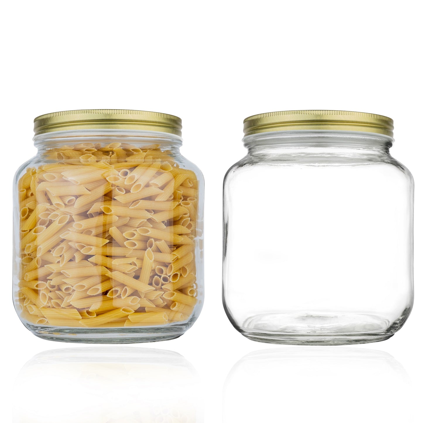 Half Gallon Glass Mason Jar Wide Mouth - Gold Metal Lids