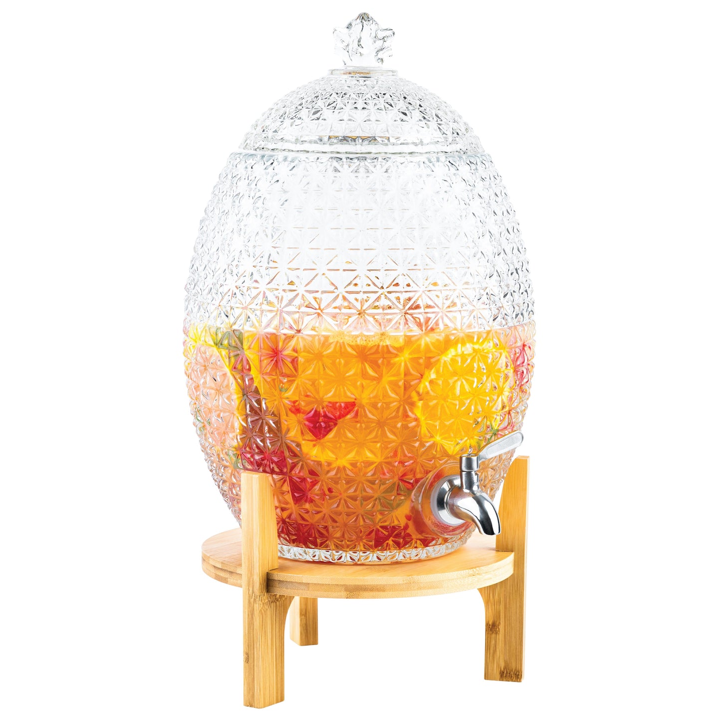 2.5 Gallon Glass Dispenser Bamboo Stand- Faberge Egg