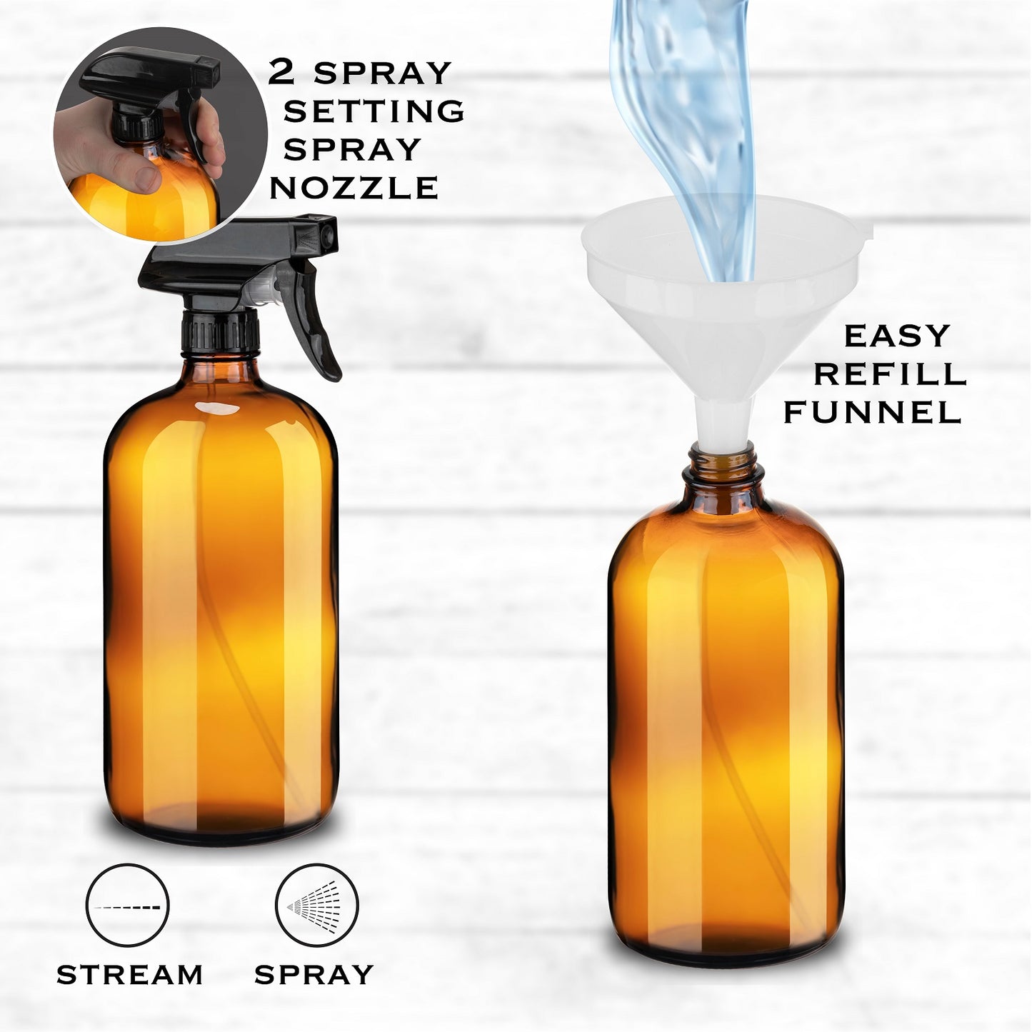 32oz Glass Spray Bottle - Amber