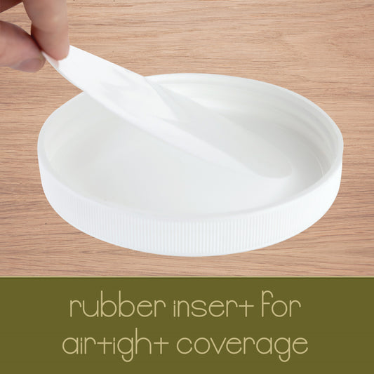 Half Gallon Glass Mason Jar Wide Mouth - White Plastic Lids