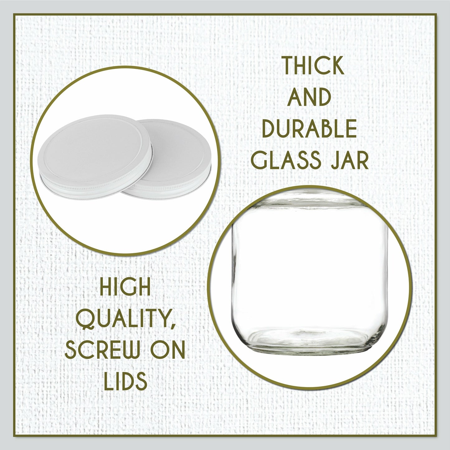Half Gallon Glass Mason Jar Wide Mouth - White Metal Lids