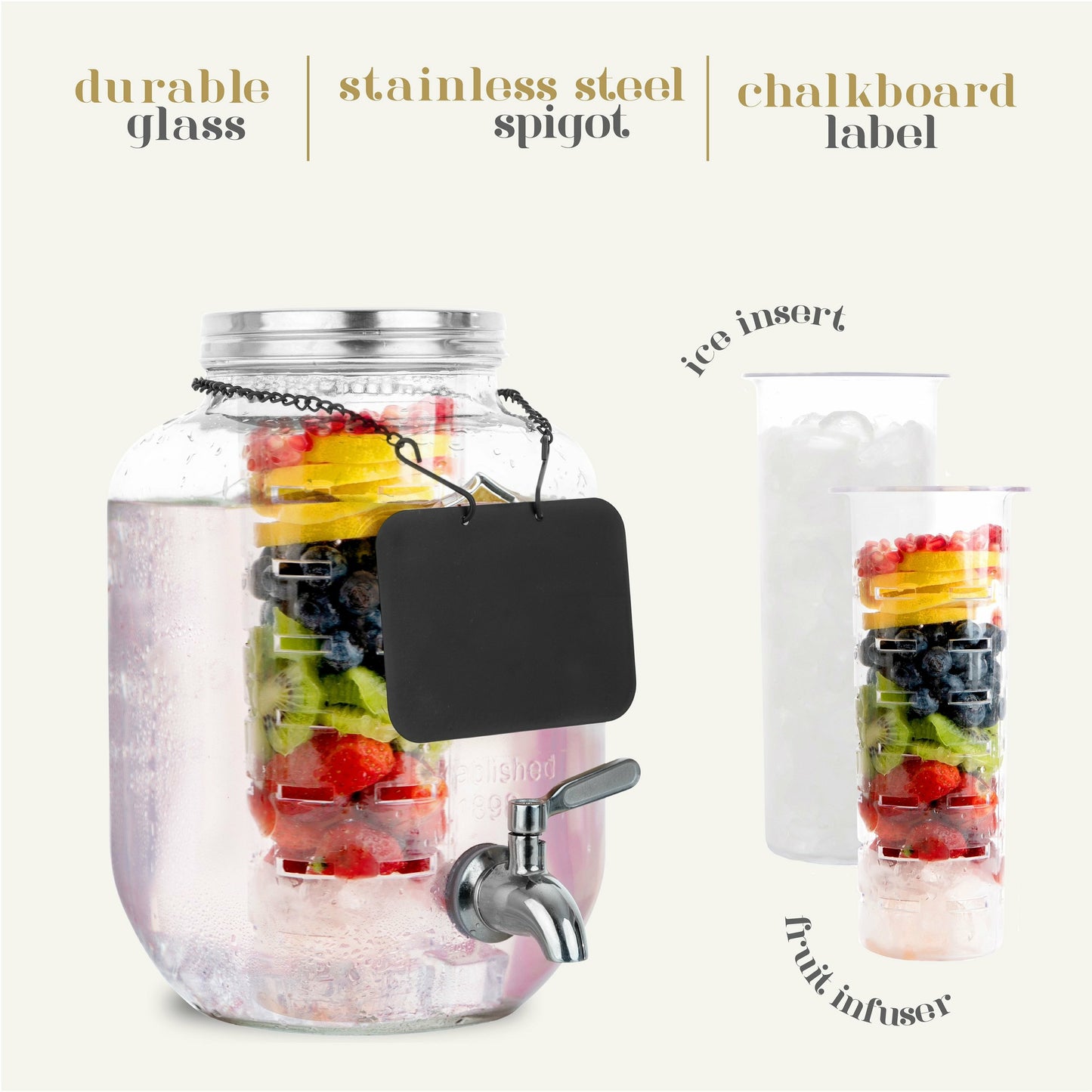 1 Gallon Glass Infuser Dispenser - Yorkshire