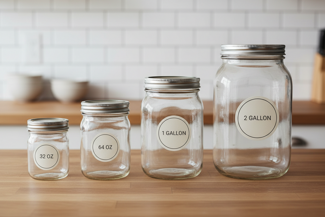 Mason Jar Sizes Explained: From 32 oz to 2 Gallon