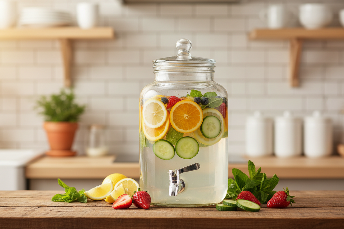 Set Up an Infused Water Station with a Glass Drink Dispenser