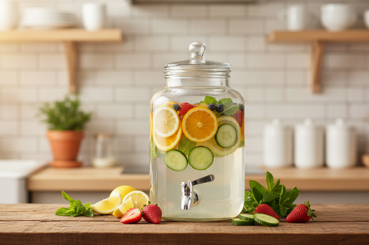 Set Up an Infused Water Station with a Glass Drink Dispenser