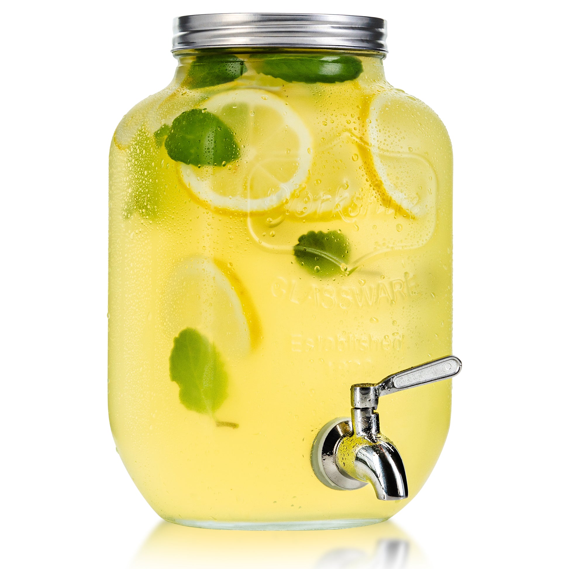 1 gallon Yorkshire glass beverage dispenser with metal spigot