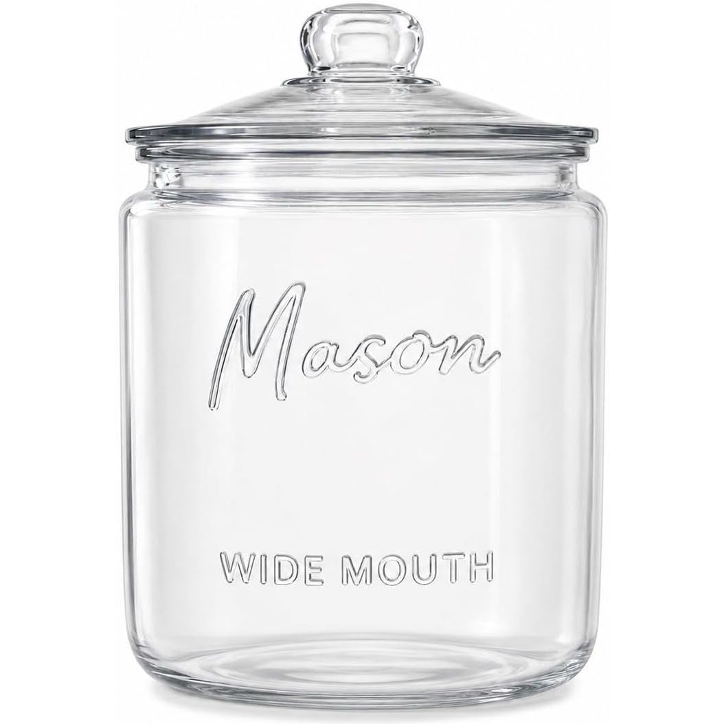 1 Gallon Glass Cookie Jar - Mason Logo with Measurement Markings