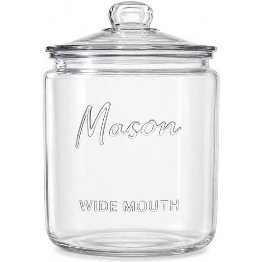 1 Gallon Glass Cookie Jar - Mason Logo with Measurement Markings