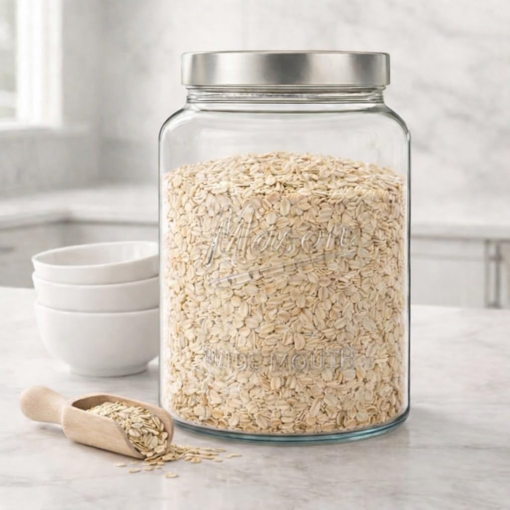 1 Gallon Round Glass Mason Jar - Metal Lid