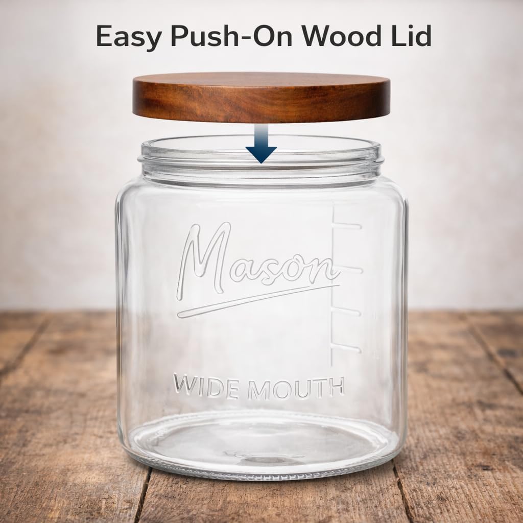 64 oz square glass jar with measurement marks