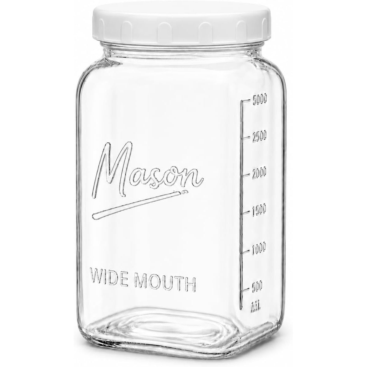 1 Gallon Square Glass Mason Jar - Plastic Lid
