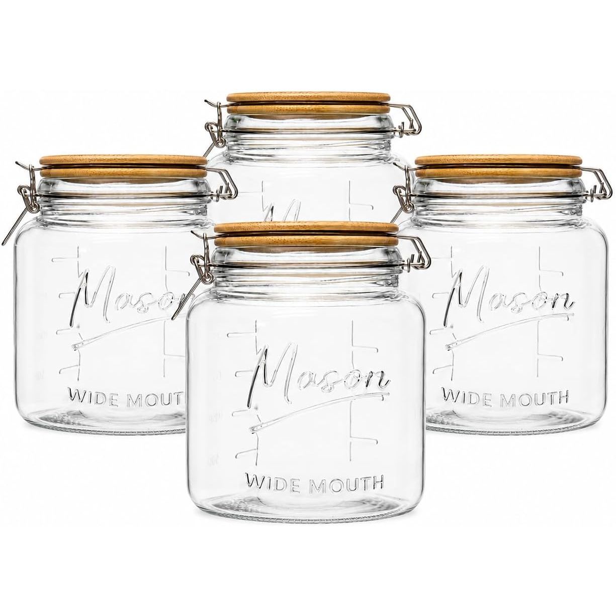 Half Gallon Round Glass Mason Jar - Bamboo Swing-Top Lid