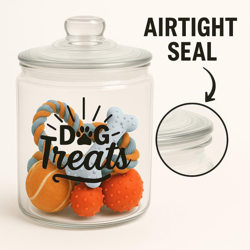Glass Dog Treat Jar - Airtight Lid
