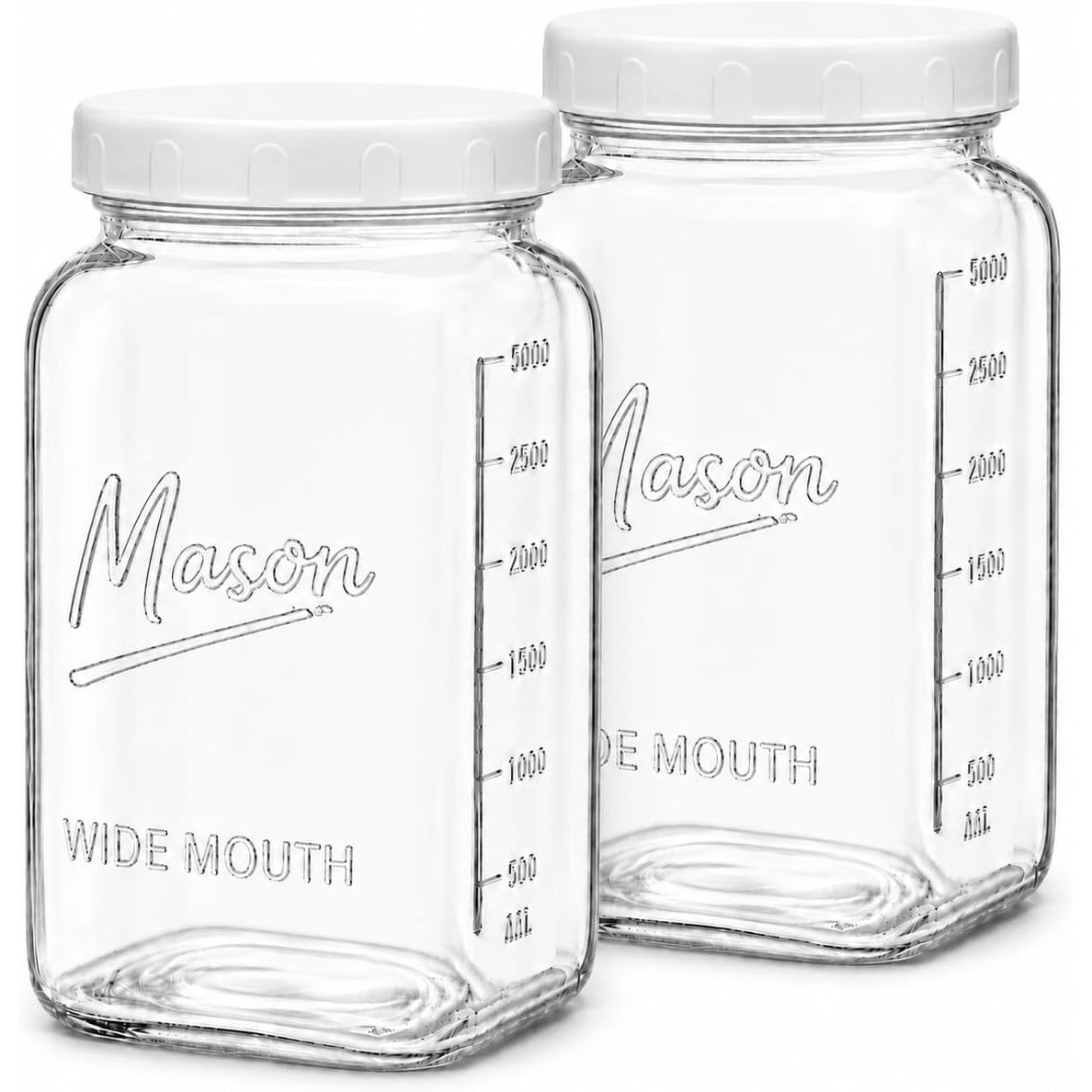 1 Gallon Square Glass Mason Jar - Plastic Lid