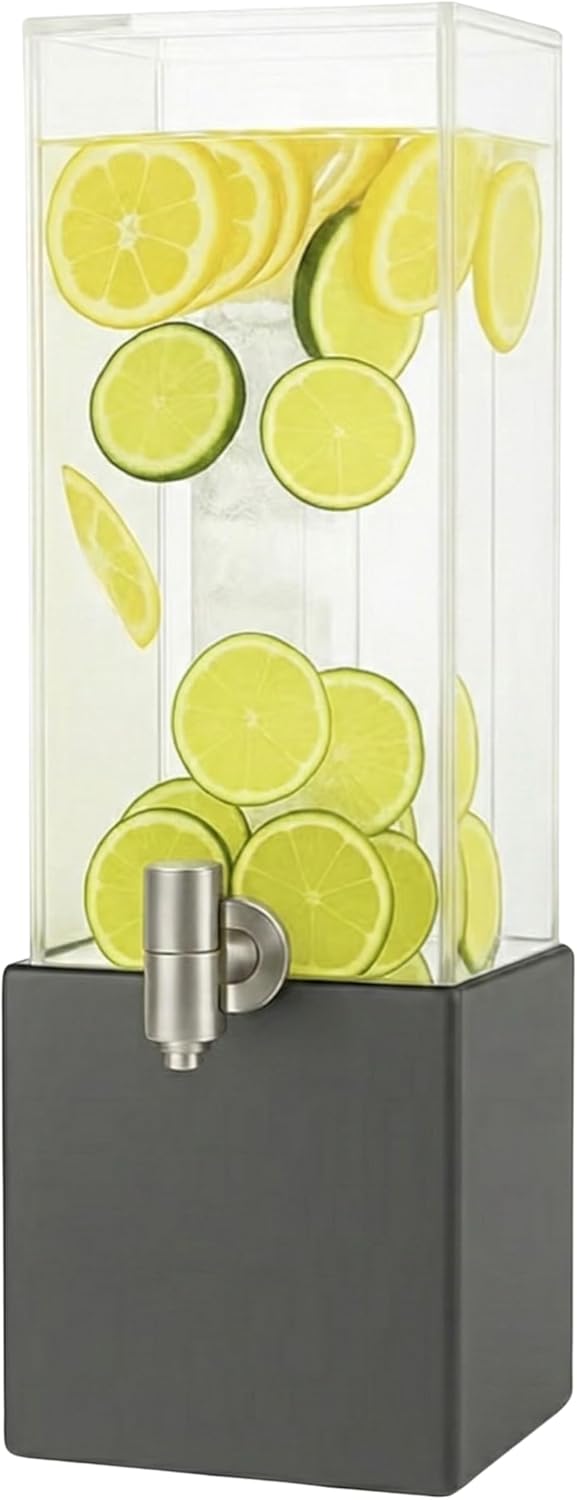 1.25 Gallon Acrylic Beverage Dispenser with Ice Core & Stand