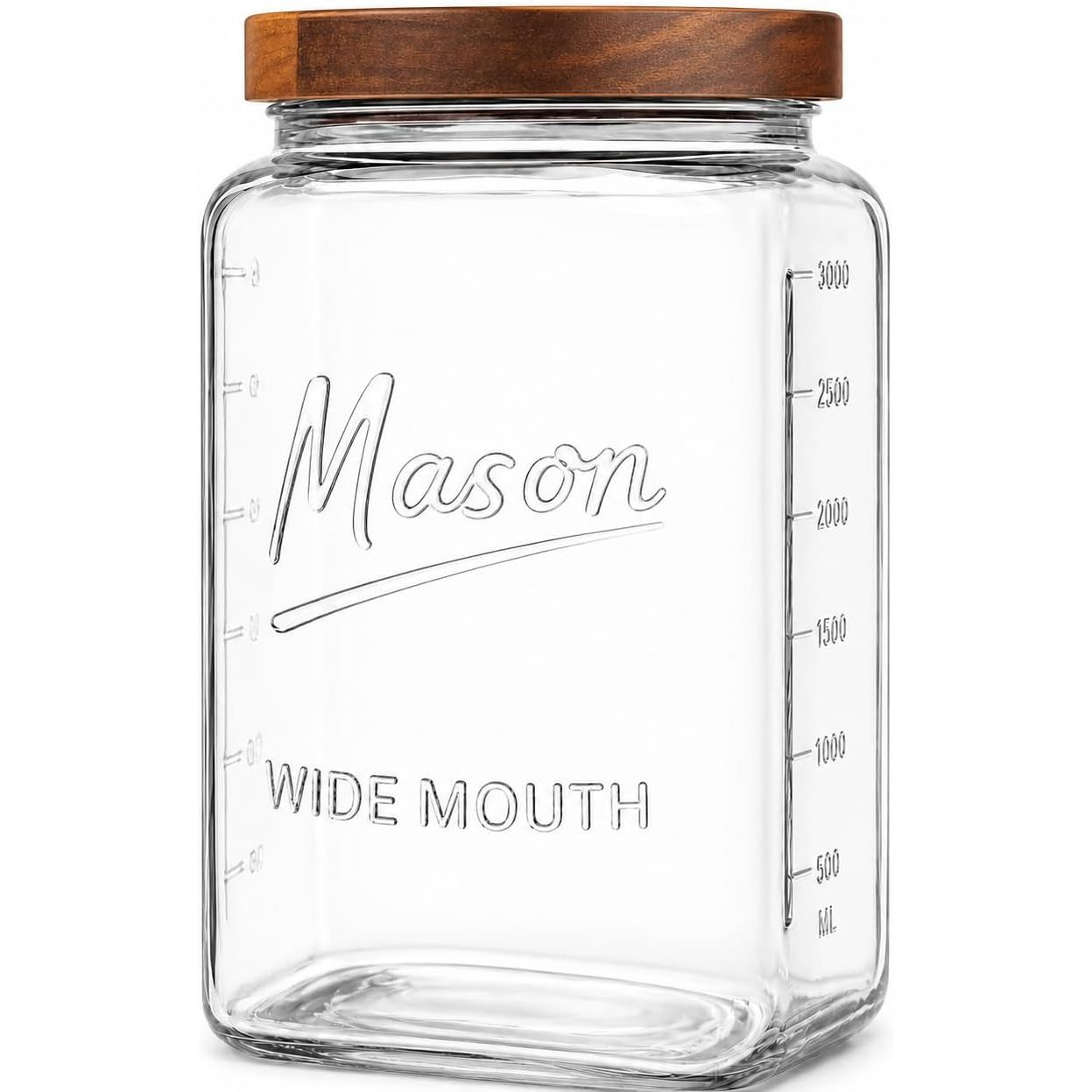 1 gallon square glass mason jar with wooden lid