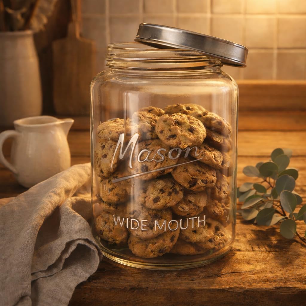 1 Gallon Round Glass Mason Jar - Metal Lid