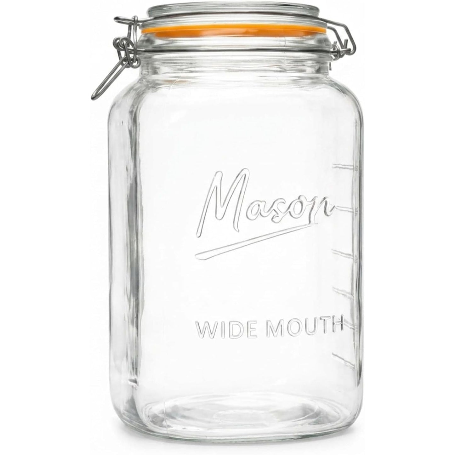 1 Gallon Square Glass Mason Jar - Glass Swing-Top Lid