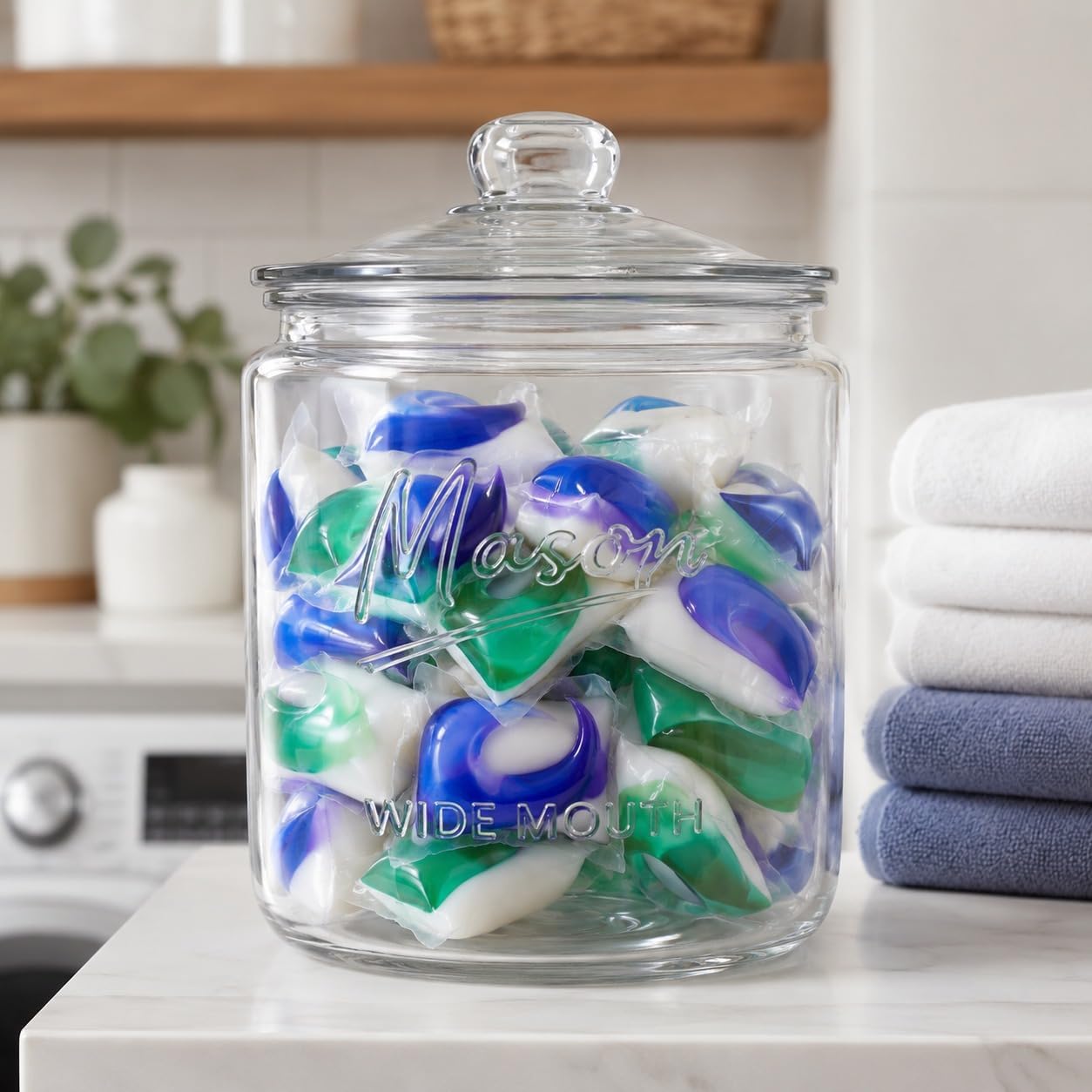 1 Gallon Glass Cookie Jar - Mason Logo with Measurement Markings