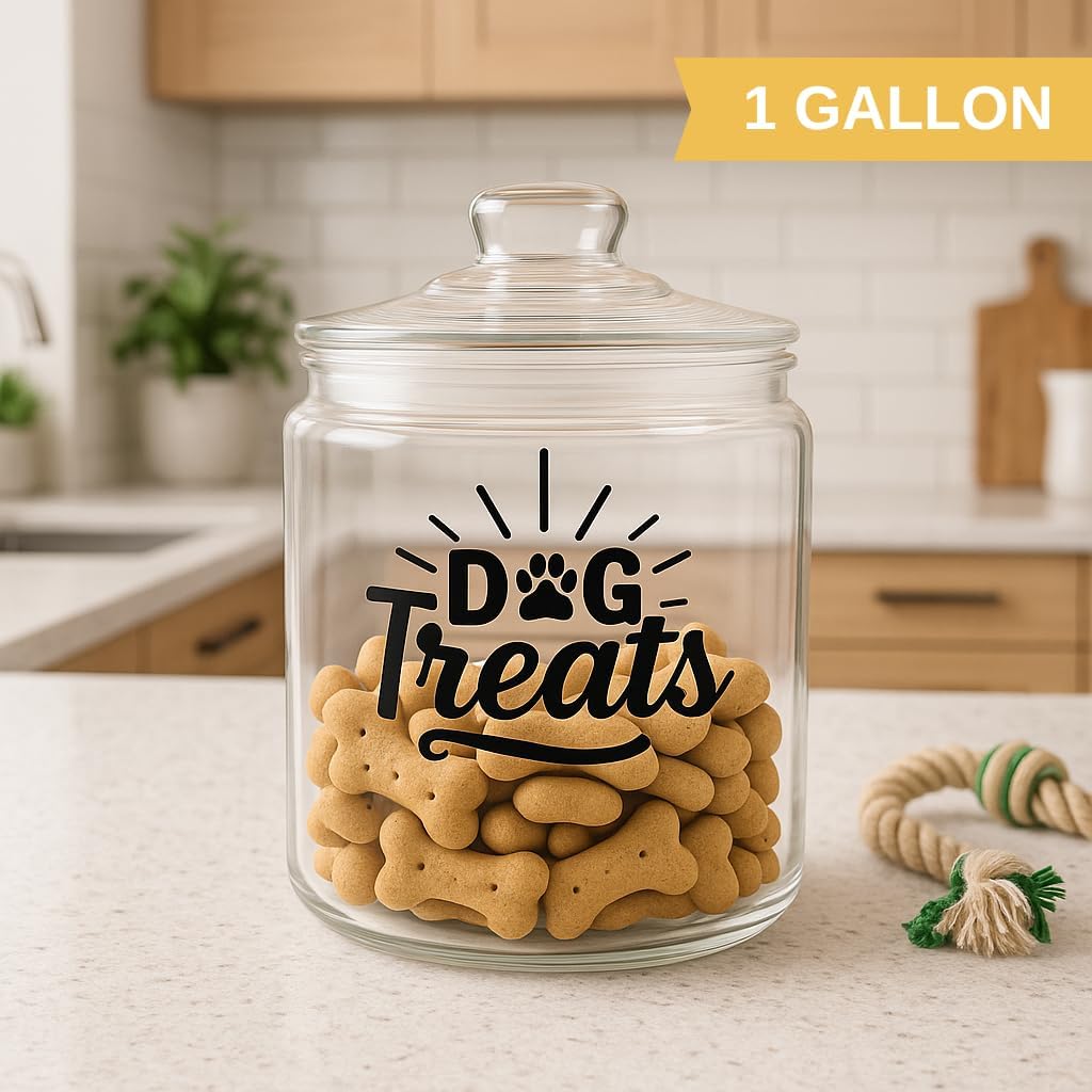Glass Dog Treat Jar - Airtight Lid