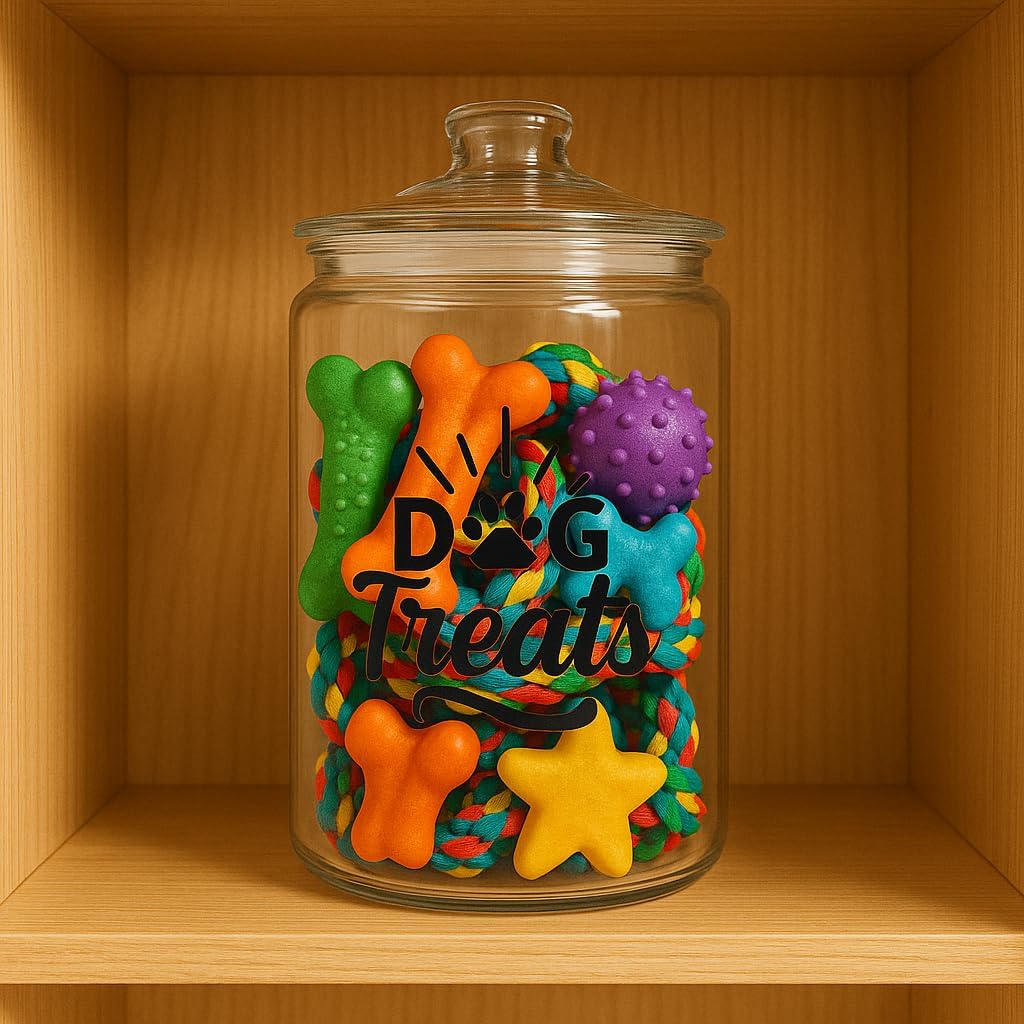 Glass Dog Treat Jar - Airtight Lid