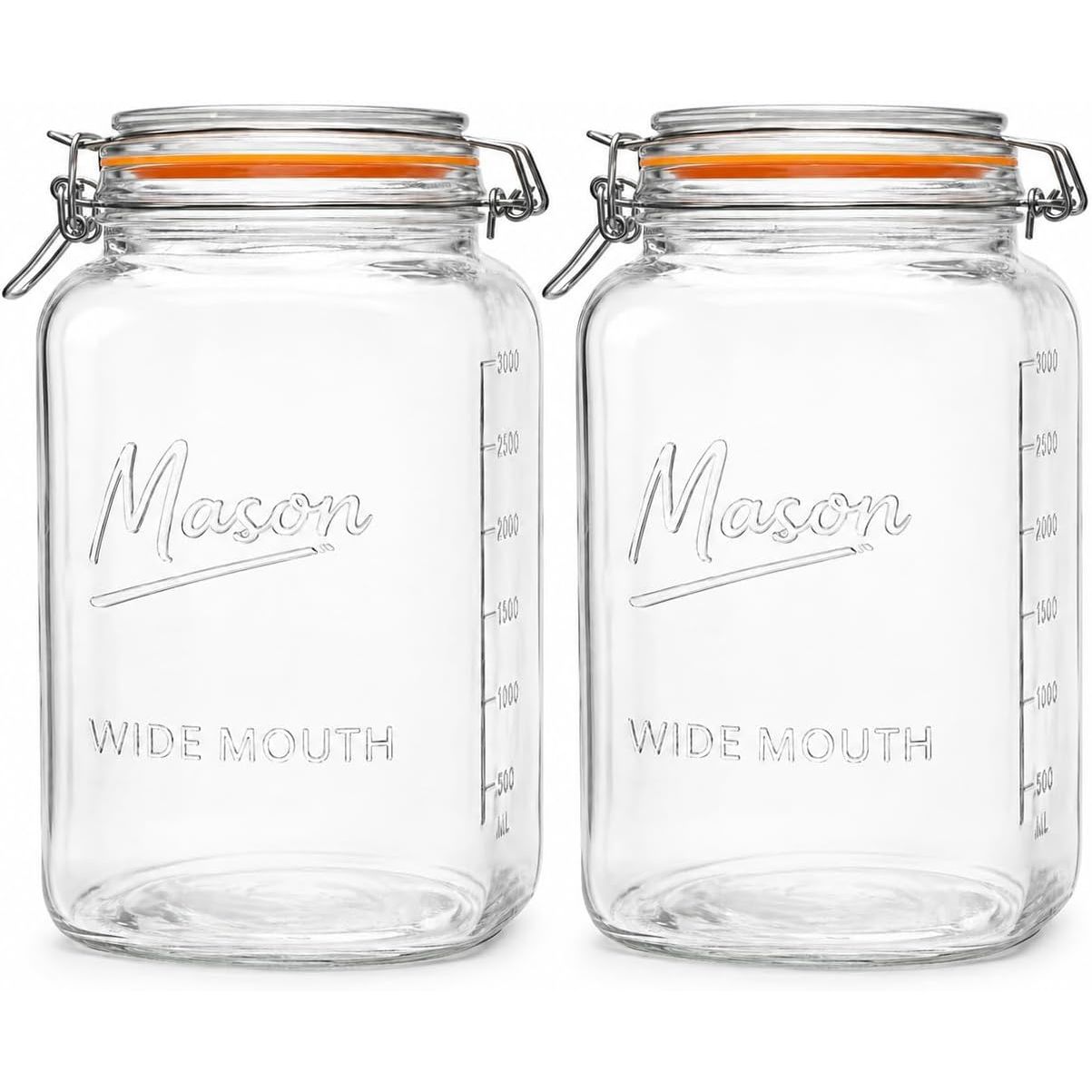 1 Gallon Square Glass Mason Jar - Glass Swing-Top Lid