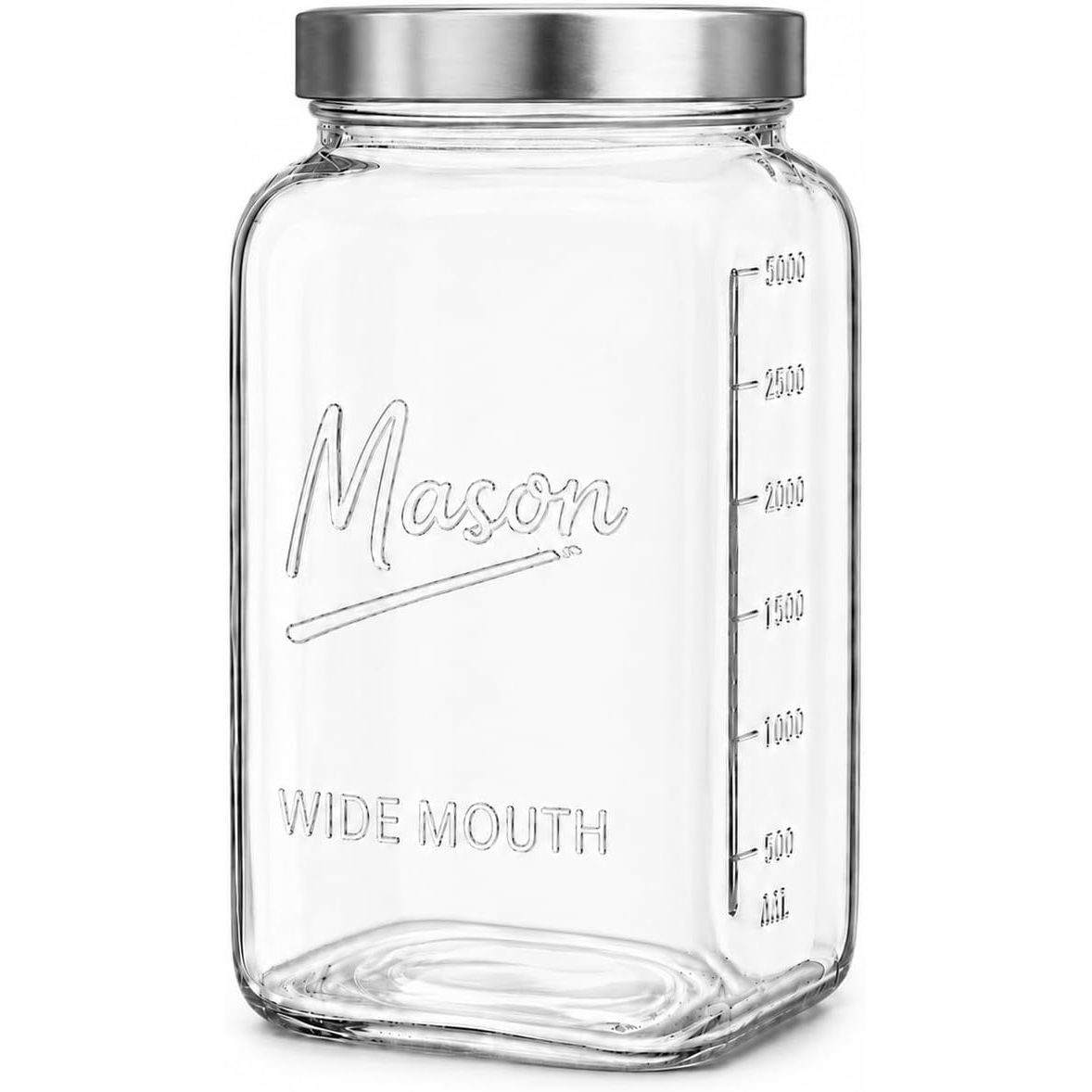 1 Gallon Square Glass Mason Jar - Metal Lid